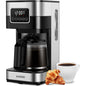 10-Cup Programmable Coffee Maker, Regular & Strong Brew Drip Coffee Machine for Home and Office, Auto Shut Off, Permanent Filter, Silver