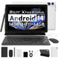 11 inch Tablet Android 14 Octa-Core, 14GB RAM+64GB ROM (TF 1TB), 6800mAh, Widevine L1, WiFi 6, 8 in 1 Tablet with Keyboard, Mouse, Protective Case, Stylus, Headset, Charger- Black