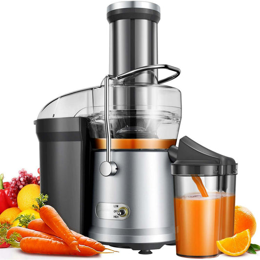 Juicer Machine, 1200W Centrifugal Juicer Extractor with Wide Mouth 3.2" Feed Chute for Fruit Vegetable, Easy to Clean, Stainless Steel, BPA-free, Silver