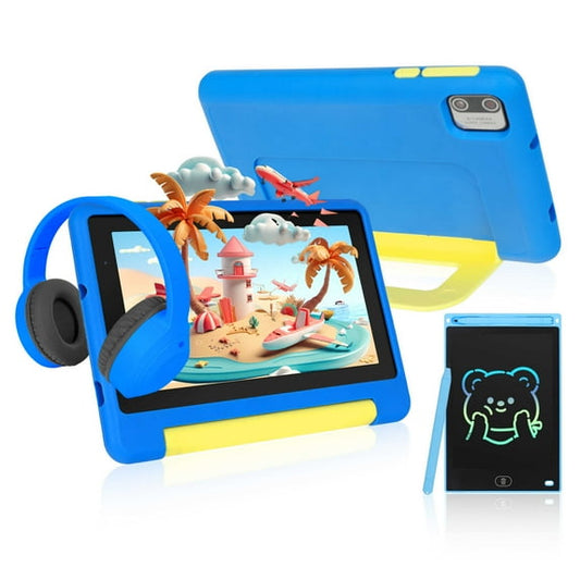 7-inch Kids Learning Tablet Bundle - 8GB RAM + 64GB ROM (Expandable to 128GB) | Parental Control, Pre-Installed Kids Software, Dual Camera | Includes Headphones, Stylus & Bag - Blue