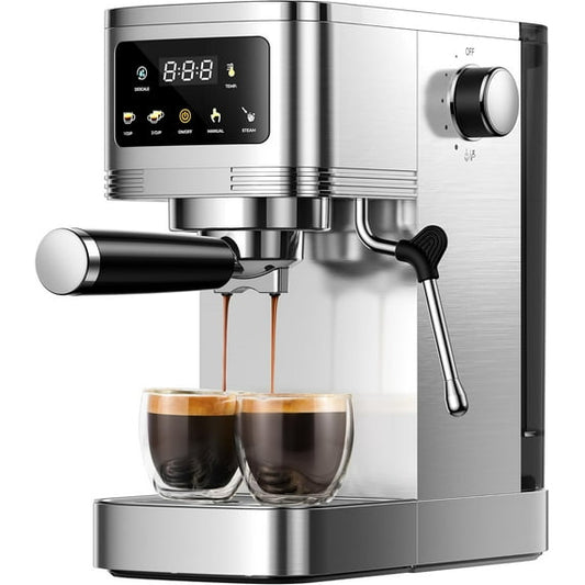 20 Bar Professional Espresso Machine with Milk Frother, Touchscreen Control & Adjustable Temperature for Cappuccino, Latte