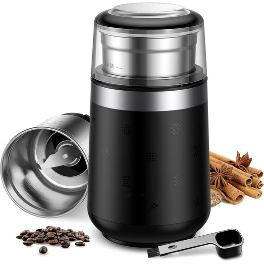 GDOR Super Silent Coffee Grinder Electric, Herb Grinder, Spice Grinder, Coffee Bean Grinder, Espresso Grinder with 1 Removable Stainless Steel Bowl